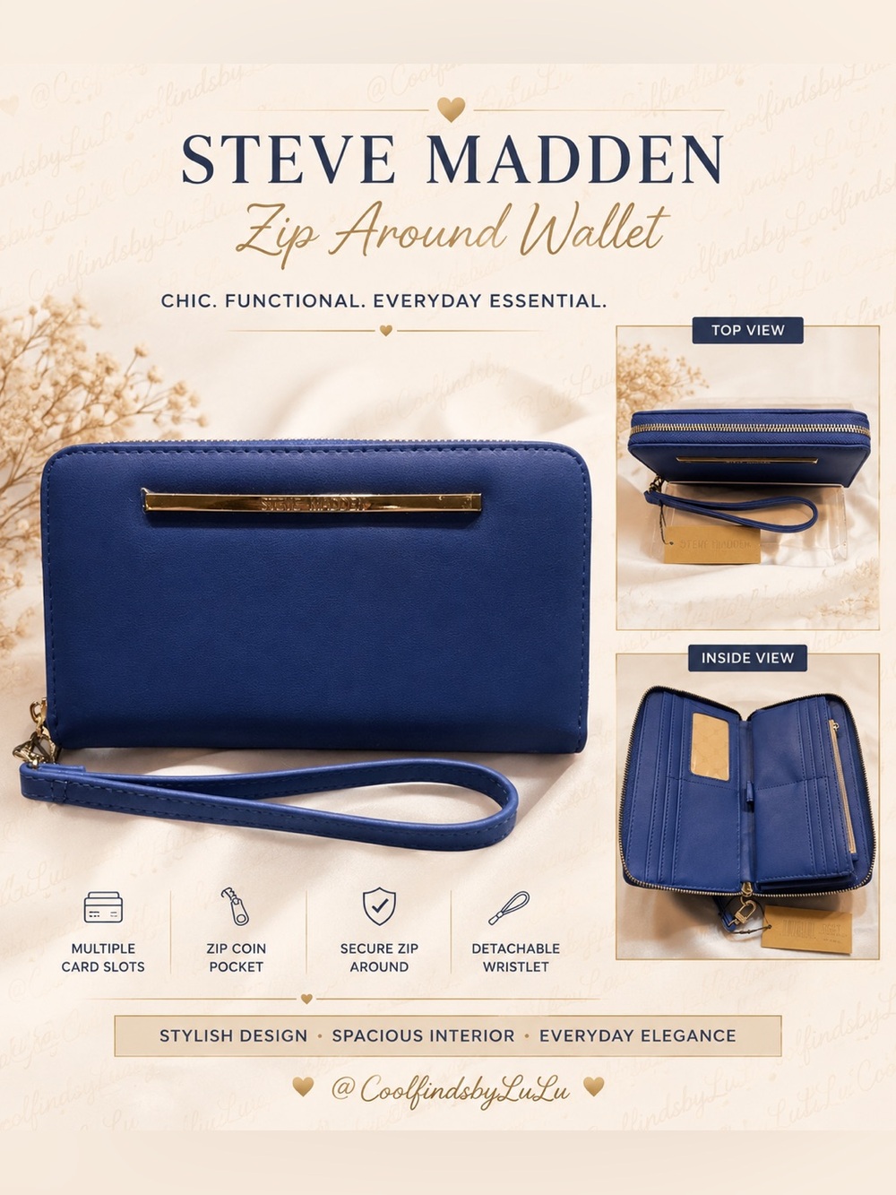 Steve Madden Royal Blue Wristlet Clutch